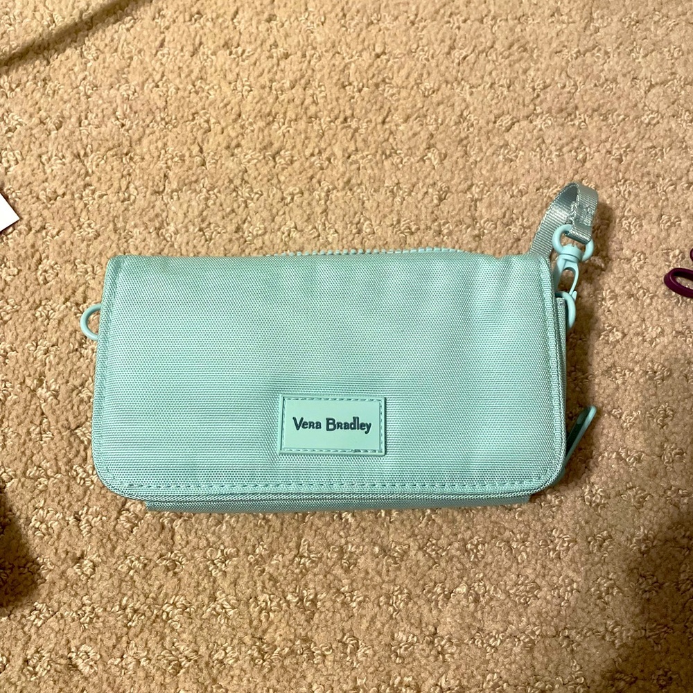 Beautiful aqua Vera Bradley crossbody wallet